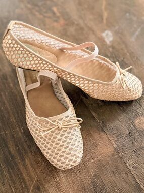 Nicole miller New York Beige Woven Ballet Flats with Memory Foam
